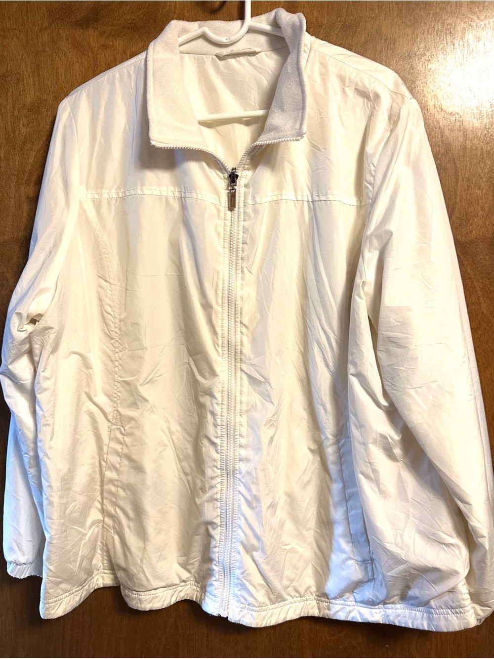 Women's White Ski Jacket Reversible with Full-Zip Stand Collar